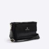Black Monogram Faux Suede Cross Body Bag