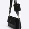 Black Monogram Faux Suede Cross Body Bag