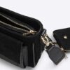 Black Monogram Faux Suede Cross Body Bag