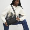 Black Monogram Front Tote Bag