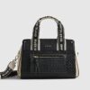 Black Monogram Front Tote Bag