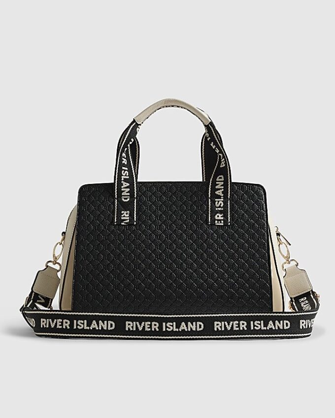 Black Monogram Front Tote Bag