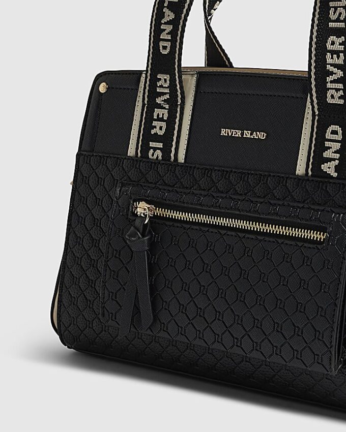 Black Monogram Front Tote Bag