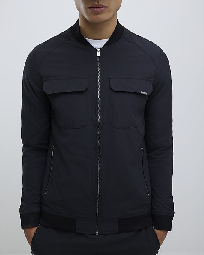 Black Muscle Fit Bomber Jacket