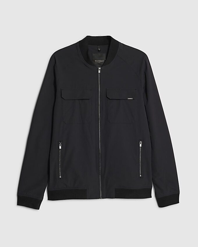 Black Muscle Fit Bomber Jacket