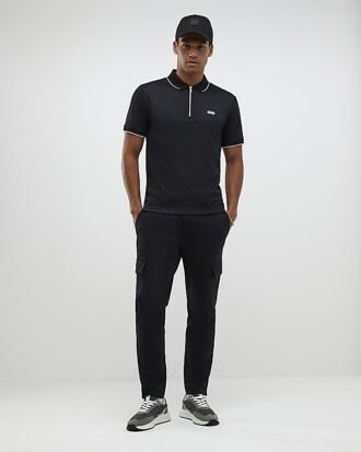 Black Muscle Fit Les Amis Stripe Polo Shirt