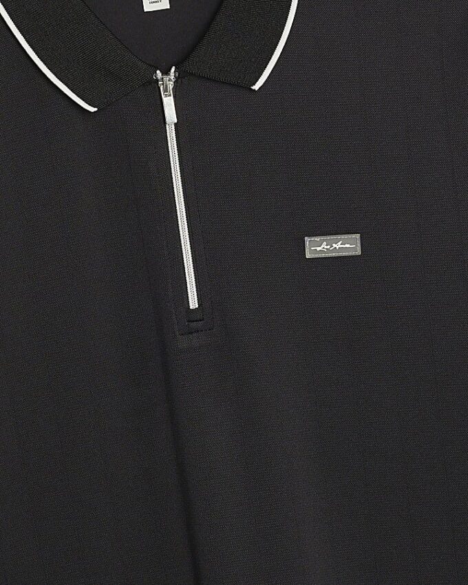 Black Muscle Fit Les Amis Stripe Polo Shirt
