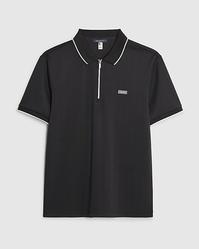 Black Muscle Fit Les Amis Stripe Polo Shirt