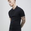 Black Muscle Fit Ribbed Polo Shirt