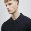 Black Muscle Fit Ribbed Polo Shirt