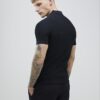 Black Muscle Fit Ribbed Polo Shirt