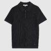 Black Muscle Fit Ribbed Polo Shirt
