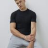 Black Muscle Fit Textured T-Shirt