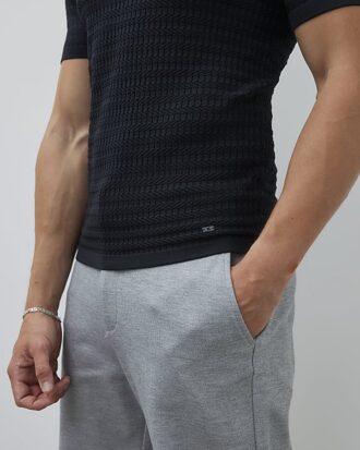 Black Muscle Fit Textured T-Shirt