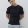 Black Muscle Fit Textured T-Shirt