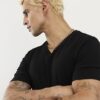 Black Muscle Fit V Neck T-Shirt