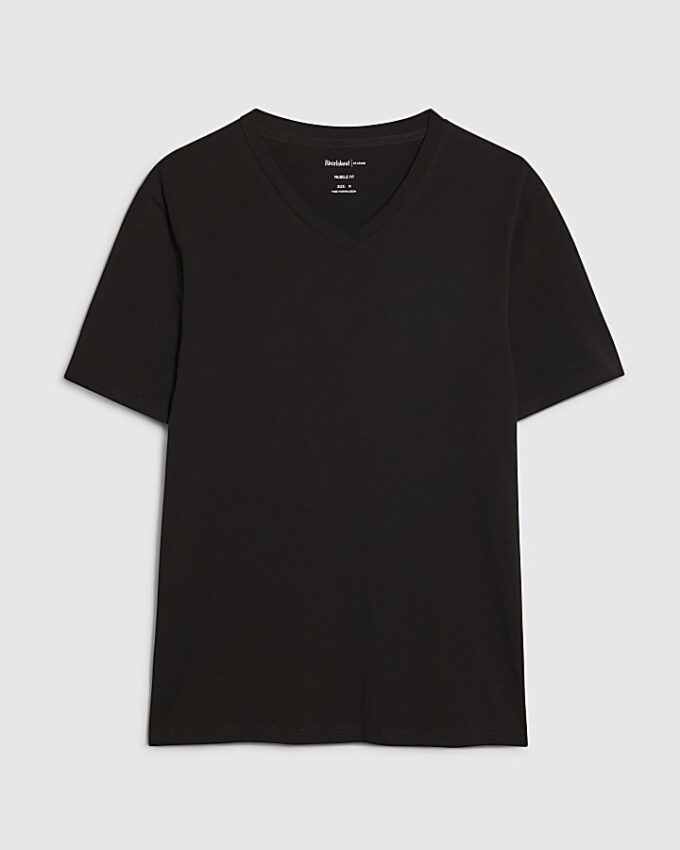 Black Muscle Fit V Neck T-Shirt