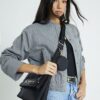 Black Nylon Flap Over Messenger bag