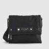 Black Nylon Flap Over Messenger bag