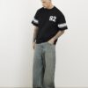 Black Oversized Fit 72 Stripe T-Shirt