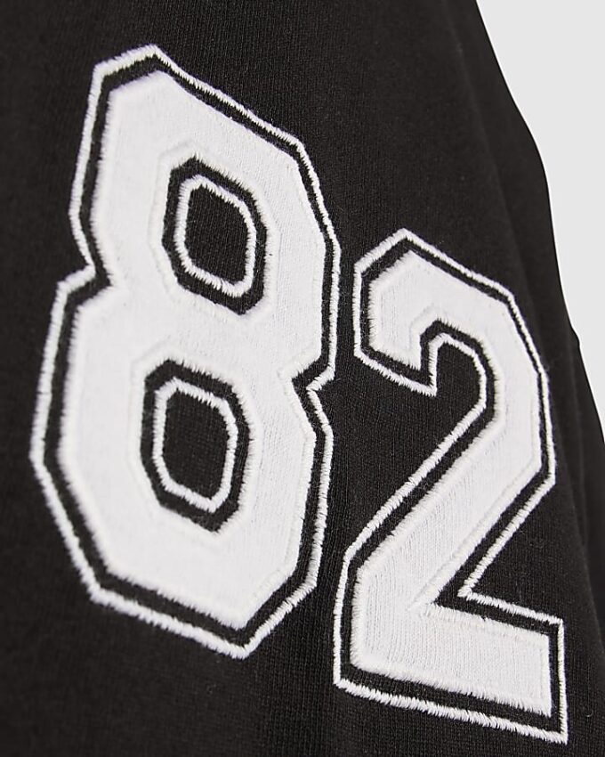 Black Oversized Fit 72 Stripe T-Shirt