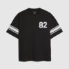 Black Oversized Fit 72 Stripe T-Shirt