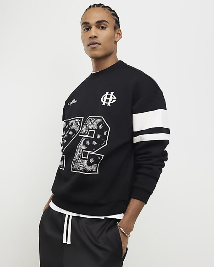 Black Oversized Fit Bandana Sweatshirt