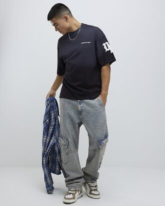 Black Oversized Fit Dept Inc T-Shirt