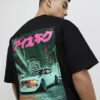 Black Oversized Fit Japanese Car T-Shirt