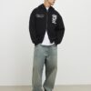 Black Oversized Fit Japanese Snake Zip Hoodie
