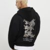 Black Oversized Fit Japanese Snake Zip Hoodie