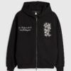 Black Oversized Fit Japanese Snake Zip Hoodie