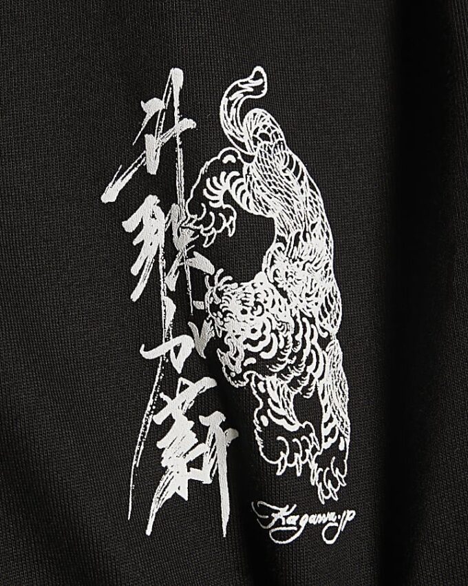 Black Oversized Fit Japanese T-Shirt Set