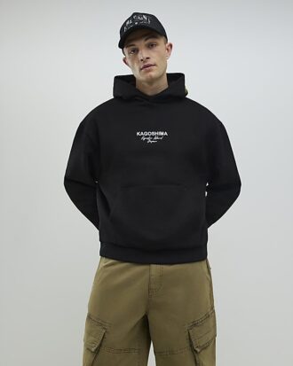 Black Oversized Fit Kagoshima Dragon Hoodie