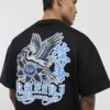 Black Oversized Fit Kazaki Crane T-Shirt