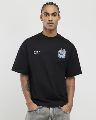Black Oversized Fit Kazaki Crane T-Shirt