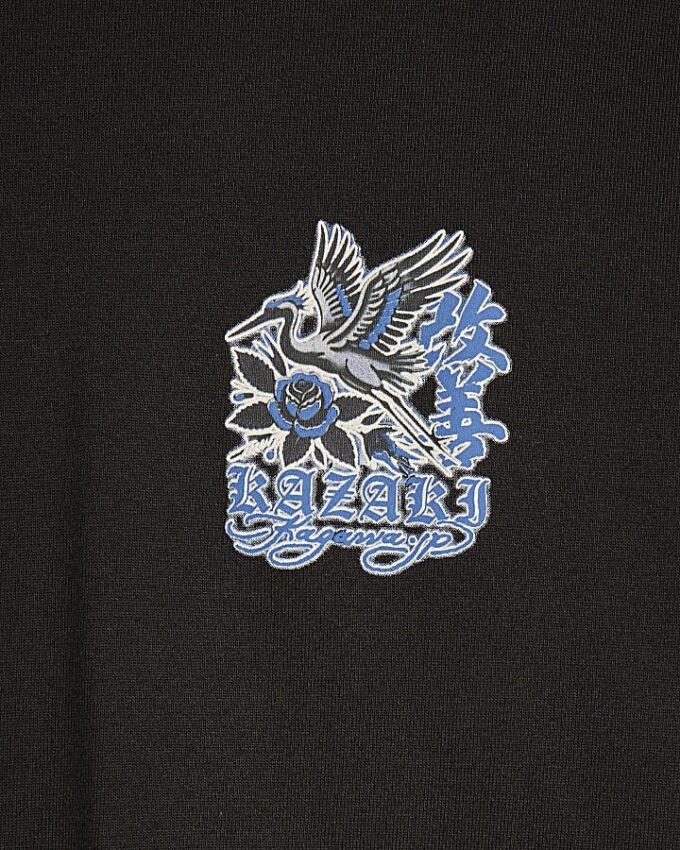 Black Oversized Fit Kazaki Crane T-Shirt