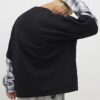 Black Oversized Fit Layered Check T-Shirt