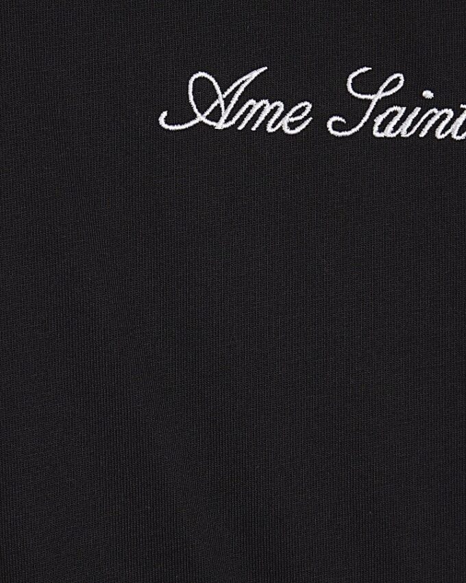 Black Oversized Fit Layered Check T-Shirt