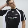 Black Oversized Fit Montprix Football T-Shirt