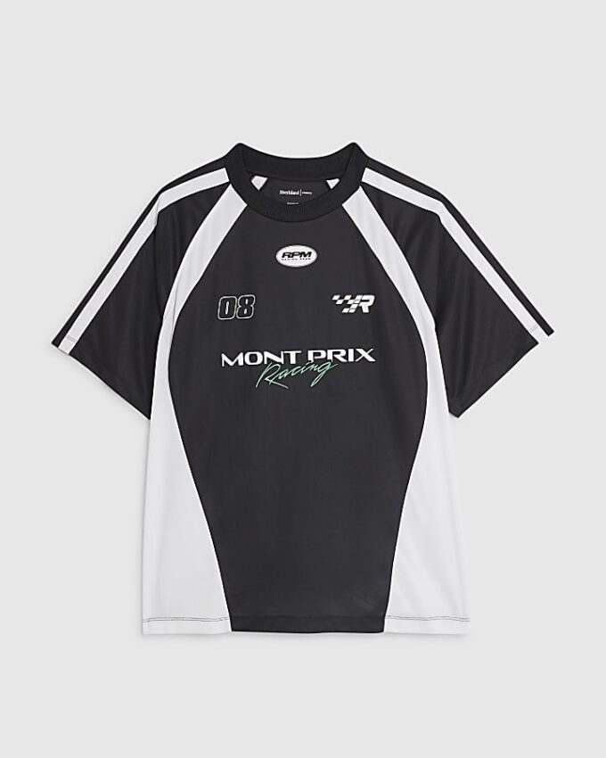 Black Oversized Fit Montprix Football T-Shirt