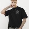 Black Oversized Fit RI Back Crest T-Shirt