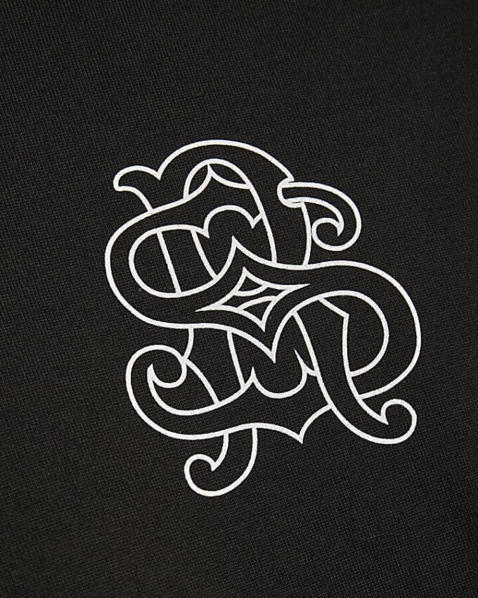 Black Oversized Fit RI Back Crest T-Shirt