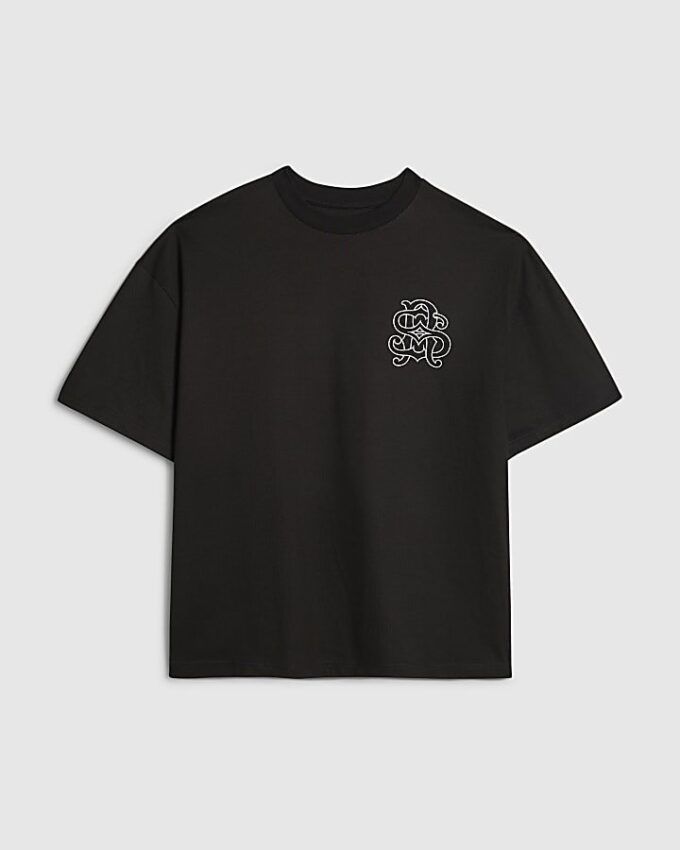 Black Oversized Fit RI Back Crest T-Shirt