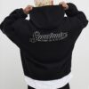 Black Oversized Fit Sanctuaire Felt Hoodie