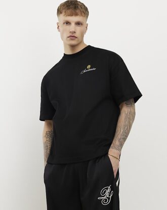 Black Oversized Fit USA Crest T-Shirt