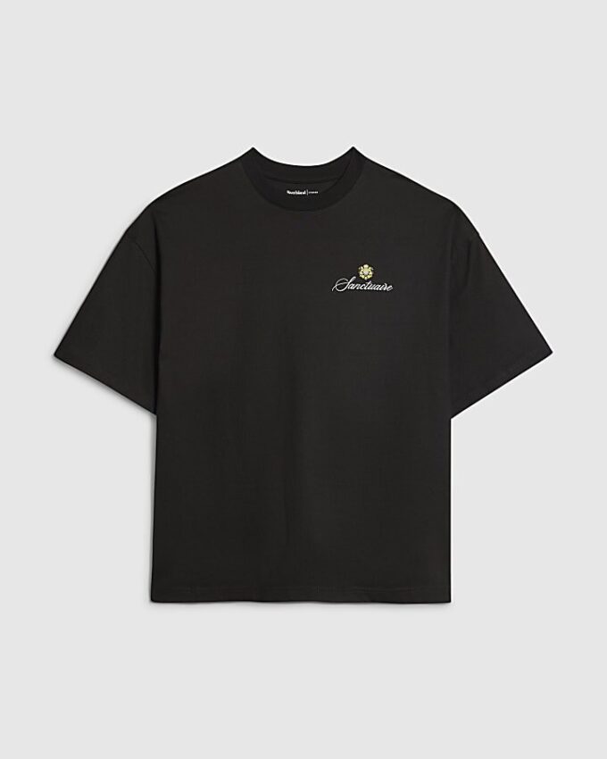 Black Oversized Fit USA Crest T-Shirt