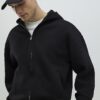 Black Oversized Fit Zip Through Hoodie