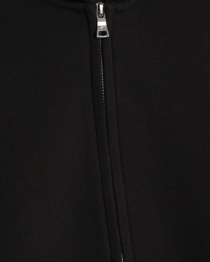 Black Oversized Fit Zip Through Hoodie