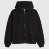 Black Oversized Fit Zip Through Hoodie